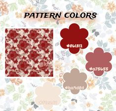 the pattern colors are red, brown, and white with flowers on them in different shades