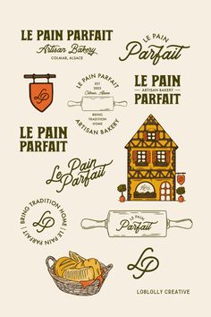 the different types of logos are shown in this graphic art printable version, which includes an image of a house and other things