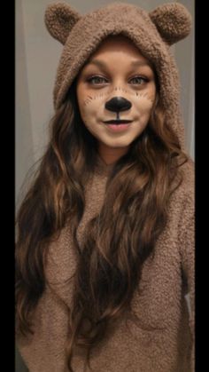 Bear Makeup Look, Bear Halloween Costume Women, Mama Bear Halloween Costume, Mama Bear Costume, Teddy Bear Makeup Halloween, Easy Bear Makeup Halloween