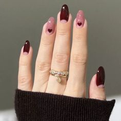 burgundy nail designs, burgundy nail ideas, trendy burgundy nails, fall burgundy manicures, best burgundy nails for fall manicures 2024, trendy burgundy nails inspo, fall manicures, red purple nails. Valentine Nails, 17 December, Red Nail, Manicure Y Pedicure, Heart Nails, Manicure E Pedicure, Valentine's Day Nails