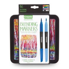 crayon signature blending markers and marker pen set in a box with its packaging