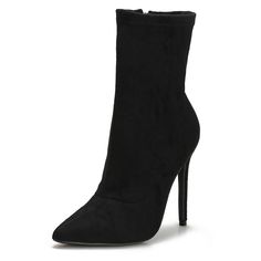 PRICES MAY VARY. Heel measures approximately 4 inches COMFORT FOR ALL-DAY WALK: CAMSSOO mid calf boots perfectly designed with durable suede/matte pu upper, soft fabric lining inside. Safe steps could ideally bring your confidence in every step when standing in them to anywhere DRESSY AND FASHION DESIGN: Stylish pointed toe, stiletto high heel.Stiletto ankle boots absolutely will become your wardrobe staple as an everyday essential to perfect your look. Easy to wear with jeans, dresses or skirts Mom Office, Party Night Club, High Heels Boots, Sock Boots, Women's Ankle Boots, Pumps Heels Stilettos, Business Wear, Zip Dress, Heels Boots