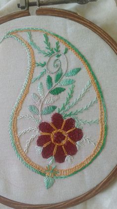 a close up of a embroidery on a piece of cloth