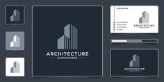 the logo for an architecture company is shown in white and gray colors on a dark background