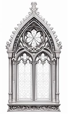 an architectural drawing of a gothic window