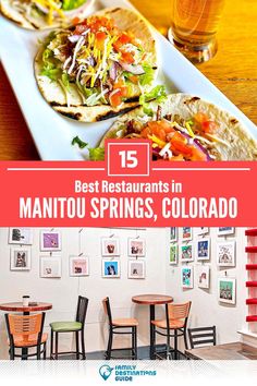 the best restaurants in mantou springs, colorado are featured on this postcard