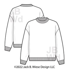 a white sweater with a collared neckline and long sleeves is shown in the drawing