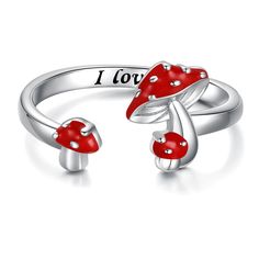 PRICES MAY VARY. Mushrooms have inherent magic power is itself a surprise, they have potential to grow more for the planet. You can gift this cute mushroom ring to someone who likes mushrooms, surely will delight the mushroom lovers High Quality: This 925 Sterling Silver mushroom Rings with red enamel is Nickel-Free, lead-Free, cadmium-Free and hypoallegenic with no harmful Ingredients. It won't Turn Your fingers Green or cause irritation One Size fits all: Adjustable open wrap ring size 7 8 9. Mushroom Rings, Mushroom Ring, Mushroom Jewelry, Red Mushroom, Idea Gift, Sister Friends, Wrap Ring, Wrap Rings, Ring Jewelry