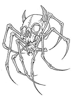 a black and white drawing of a spider