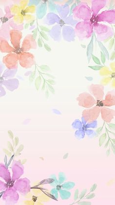 watercolor flowers and leaves on a pink background