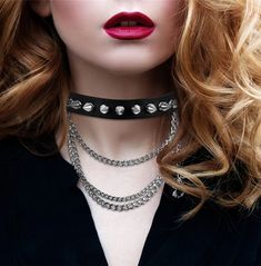 This punk leather spike choker necklace is the perfect accessory for any punk fashionista! crafted from premium leather, this stylish necklace features an impressive spiked design that is perfect for pin-up, punk, and heavy metal rock styles. Perfect for any occasion, this necklace will help you stand out in the crowd and make a statement. Show off your fashion sense with this unique and edgy accessory! get yours today and add a hint of punk to your wardrobe. Punk Rock Women, Steampunk Medieval, Female Punk, Kalung Choker, Spike Choker, Studded Choker, Vintage Statement Jewelry, Leather Choker Collars, Witch Moon