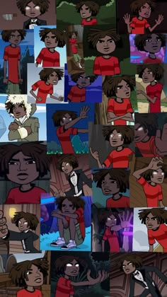 many different images of people in red shirts