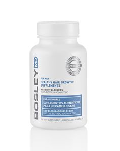 Bosley MD Men's Healthy Hair Growth Supplements Healthy Hair Growth Supplements may combat hair loss with DHT inhibiting botanicals plus Biotin, Niacin and Zinc for thicker, fuller looking hair. Biotin helps strengthen the hair follicle while Niacin and Zinc maintain healthy hair and reduce shedding. Pumpkin Seed Extract, available in the Men’s Healthy Hair Supplements, is a natural DHT-blocking ingredient rich in vitamins and minerals. May also improve the appearance of skin and nails. Biotin h Hair Growth Per Month, Fuller Looking Hair, Hair Growth Pills, Growth Supplements, Hair Growth Secrets, Hair Supplements, Hair Growth Supplement, Maintaining Healthy Hair, Baking Soda Shampoo