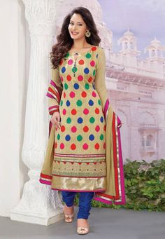 #Beige Art Silk #ChuridarKameez Designer Suits Online, Designer Suit, Beige Art, Georgette Fabric, Indian Ethnic Wear, Buy Gold, Kurta Set