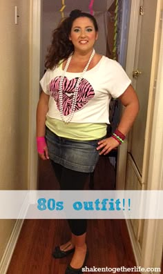 80s Outfits Diy Easy, 80s Outfit Ideas For Women, 80s Party Outfits Plus Size, 80s Outfits Plus Size, Plus Size 80s Costume Diy, Last Minute 80s Outfit, Easy 80s Outfit Last Minute Women, 1980 Costume Ideas, 80s Costume Ideas For Women Diy