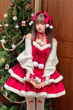 Christmas Themed Dress, Japanese Christmas Outfit, Kawaii Christmas Dress, Christmas Aesthetic Outfit, Fancy Christmas Outfit, Dress Natal, Christmas Poses, Xmas Outfit, Christmas Dragon