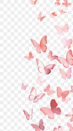 pink butterflies flying in the air on a transparent background, hd png and psd