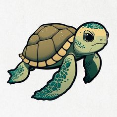 a drawing of a sea turtle on a white background