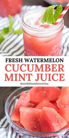 This Fresh Watermelon Cucumber Mint Juice is absolutely refreshing. You’d be surprised at just how easy it is to make, using all natural and organic ingredients, in just under 30 minutes. It’s certainly the best drink of the summer. Cucumber Mint Juice, Summer Juice Recipes, Mint Juice, Watermelon Juice Recipe, Cucumber Drink, Summer Juice, Fruit Juice Recipes