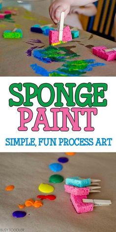 sponge paint is an easy and fun art project for kids to do with their toddlers