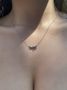 Firefly Necklace/ Sparkly Firefly Necklace/ Sterling Silver 925 Necklace/  Insect Necklace / Silver Firefly Necklace / Butterfly Necklace Details: Metal: Sterling Silver 925 Closure: Spring Lock Length: Adjustable from 16 - 18 inches