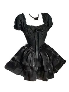 Size: S, Color: Black Goth Clothes Outfits, Goth Dress Pattern, Gothic Cute Outfits, Dark Colors Outfit, Fancy Dresses Black, Cute Goth Dress, Goth Dress Outfit, Vintage Goth Outfits, Gothic Short Dress