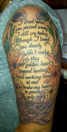 Perty lil half sleeve memorial for momma Niccole Conner Tattoos For Women On Thigh, Memorial Tattoo Quotes, In Loving Memory Tattoos, Tattoos For Women Small Meaningful, Polynesian Tattoos