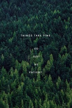 trees with the words things take time so just be patient