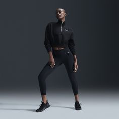 Don't be afraid to turn up the heat on your workout—these leggings are made with moisture-wicking tech and open-hole mesh panels to help keep things breezy. Smooth, stretchy fabric helps you stay comfortable through every squat and lunge. Black Sweatshirt Outfit, Long Sleeve Shirt Outfits, Black Pants Outfit, Mesh Panel Leggings, Squats And Lunges, Black Leggings Outfit, Nike Pro Women, Long Sleeve Outfits, Leggings Nike