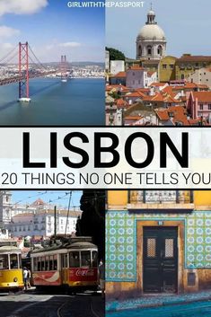 a series of photos with the words lisbon on it and images of different buildings