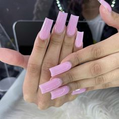 Pink Matte And Glossy Nails, Birthday Nail Ideas Acrylic Medium, Medium Pink Acrylic Nails, Very Short Acrylic Nails, Pink Square Acrylic Nails, Marble French Nails, Nails Light Pink, Light Pink Acrylic Nails, Nails Marble