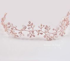 "Marianne Hair Vine With CRYSTALLIZED™ - Swarovski Elements Hair vines are a very versatile alternative to tiara, can be worn around the head in various ways, such as a side accent, head band around a bun or chignon. This piece is made with  a mix of freshwater pearls, Swarovski crystals of various shades including clear and clear ab, rose gold beads  The piece is around 1.5\" (40mm) wide the piece  can be curved, bent and teased to the desired finish in the hair. The length choose from the opti Rose Gold Bridal Hair Piece, Gold Hair Band, Rose Gold Hair Vine, Rose Gold Hair Accessories, Rose Gold Accessories, Rose Gold Tiara, Hair Vine Bridal, Gold Hair Vine, Pearl Hair Vine