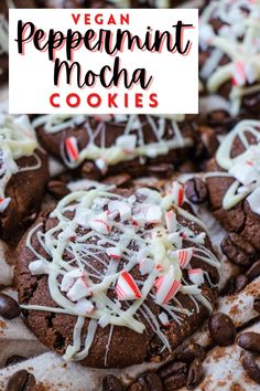 vegan peppermint mocha cookies with white chocolate and candy canes