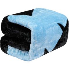 two blue and black blankets folded on top of each other