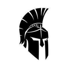 the spartan helmet is black and white