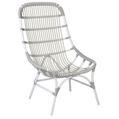 a white wicker chair on a white background