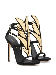 Find GIUSEPPE ZANOTTI 2.0 Cruel 120mm Sandals on Editorialist. Black leather and suede 2.0 Cruel 120mm sandals from Giuseppe Zanotti featuring gold-tone hardware, a strappy design, an almond toe, a branded insole, side buckle fastenings and a high stiletto heel. Guissepe Zanotti Heels, Guissepe Zanotti, Giuseppe Zanotti Heels, Cruel Summer, Boot Pumps, Leather Buckle, Valentino Studs, Top Shoes, Dream Wardrobe