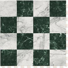 a checkerboard pattern with green and white marble