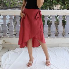 "DETAILS:- - Soft linen Midi Skirt length 32\" | 81 cm (Fullest part) - Wrap tie Skirt with Side Pockets - Detailed with Pleat folds to provide more flare - 100% Lightweight Linen - Customization Available For more products here is the link to my shop ---------------------------------------- https://www.etsy.com/in-en/shop/PehroDesign ---------------------------------------- ★★All the outfits are MADE TO ORDER you can share your demand for any kind of changes before placing your order ★★ ------- Linen Wrap Skirt, Linen Midi Skirt, Skirt Linen, Mid Calf Skirt, Printed Dress Shirts, Tie Skirt, Skirt High Waist, Linen Shirt Dress, High Waist Skirt