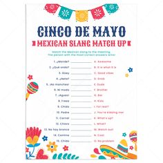 a printable mexican song match up game with flowers and flags on the side,