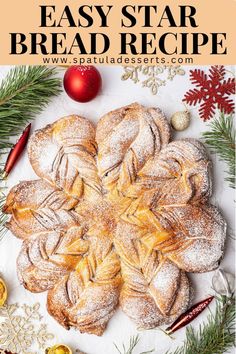 For a festive treat to bring together the family during Christmas, you will want to have this easy star bread recipe handy! This delicious cinnamon bread isn't just tasty but also eye-catching, with an impressive star shape, tender, buttery dough, and warm cinnamon sugar filling. It will surely be the highlight of the dessert table! Bread For Christmas, Cinnamon Star Bread, Cinnamon Sugar Bread, Christmas Tree Bread, Star Bread, Christmas Bread, Baking Tutorial, Pull Apart Bread, Cinnamon Bread