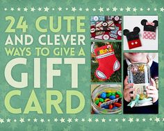 an advertisement for a gift card with images of mickey mouses and other holiday items