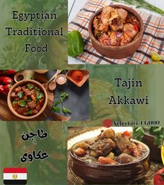 an advertisement for egyptian traditional food in different languages