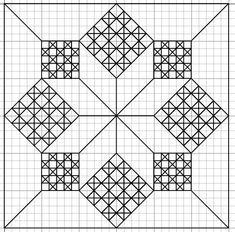 a cross stitch pattern with four squares in the middle