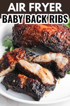 air fryer baby back ribs on a white plate