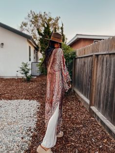 Fall Bohemian Embroidered Maxi Dress, Festival Maxi Dress For Fall, Bohemian Brown Maxi Dress For Fall, Fall Festival Maxi Dress, Hippie Style Maxi Dress For Fall Festival, Flowy Boho Print Kimono For Fall, Hippie Maxi Dress For Fall Festival, Hippie Fall Festival Maxi Dress, Fall Boho Print Flowy Kimono