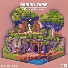 Hi! Here is a cozy mining camp inspiration for your survival world! Download this on my Patreon <3 ( as a part of 500 ideas map ) Minecraft Worlds Ideas, Cute Minecraft Builds Survival, Minecraft House Ideas Jungle, Minecraft Japanese Garden Ideas, Aesthetic Farm Minecraft, Minecraft Survival Checklist, Minecraft Coastal Village, Minecraft Build Ideas Survival, Survival Minecraft Ideas