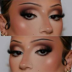 Let's recreate an iconic 90's glam look using all NovaBEAUTY products 🤎⁠ ⁠ ✨️ Throwing Shade Eyeshadow Palette - Bronze & Smokey 💄 2 in 1 Snatched Lip Liner - Brown 02 topped with a little bit of dark brown shadow⁠ ⁠ Makeup Looks Dark Brown Eyes, Smokey Glam Makeup Looks, 90s Brown Makeup Look, Light Eyeshadow Looks For Brown Eyes, Gold Brown Makeup Looks, Dark Brown Smokey Eye Makeup, Tan Eyeshadow Look, Brown Lipstick Makeup Look, Black Eyeshadow Aesthetic