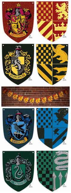 the harry potter crests are all different colors