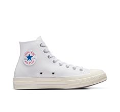 This wardrobe staple gets a leather remix. Converse Chuck 70 Faux Leather In White, Size 9 (M) / 11 (W) Chuck 70s, High Top Shoe, Converse Shop, Custom Converse, All Stars Converse, Converse Chuck 70, White Converse, Leather High Tops, Chuck 70